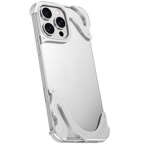 Hülle Für iPhone 16 Pro/16 Pro Max, Metallrahmenlose Transparente PC-Rückseite, Anti-Fingerabdruck, Weiche Silikonecken, Kameraschutz, Stoßfestes Design,16pro max,Silver von Generisch