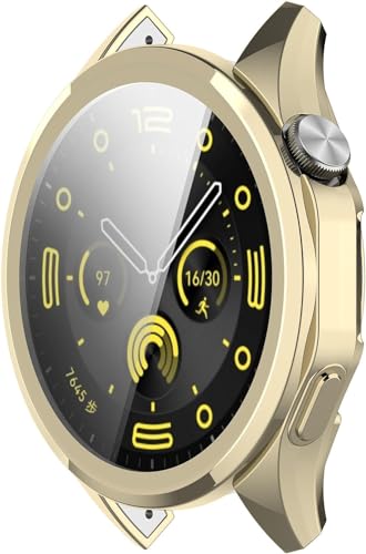 Hülle für Huawei Watch GT4 46mm Schutzfolie Schutzhülle, Flexibles TPU Displayschutz Case Kratzfest Abdeckung Schutz Gehäuse für Huawei Watch GT4 46mm Smartwatch (Gold) von Generisch