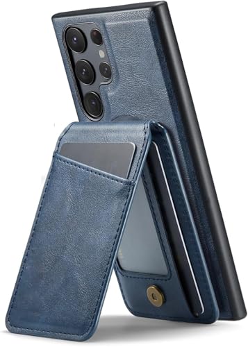 Hülle für Samsung Galaxy S25/S25 Plus/S25 Ultra, Leder-Kartenhalter-Abdeckung, Anti-Fall-Magnetständer-Hülle (Blau, S25 Plus) von Generisch