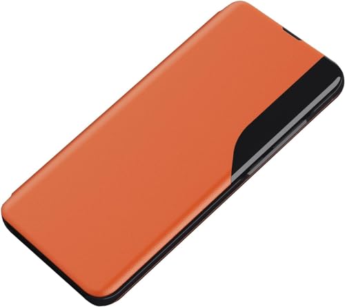 Hülle für Samsung Galaxy S25 Ultra/S25 Plus/S25, Hülle mit Sichtfensterabdeckung und Unterstützungsfunktion (Orange, S25 Ultra) von Generisch
