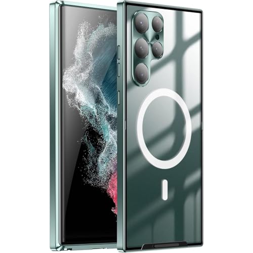 Hülle für Samsung Galaxy S25 Ultra/S25 Plus/S25, Plattierung, schlanke Metallabdeckung, Linsenschutz, magnetische Schale (S25plus, Grün) von Generisch