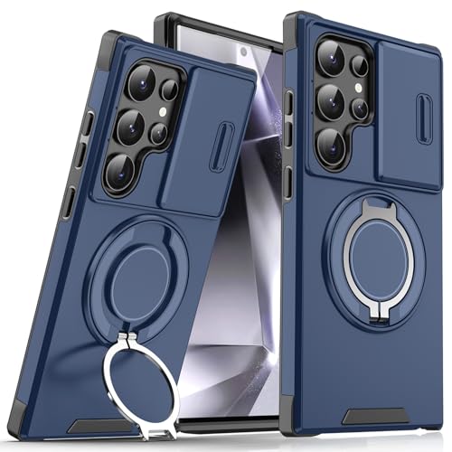 Hülle für Samsung Galaxy S25 Ultra/S25 Plus/S25, Schwenkring, stoßfeste Schiebelinsenabdeckung, Harte, Matte Slim Fit-Hülle, blau, S25 Ultra von Generisch