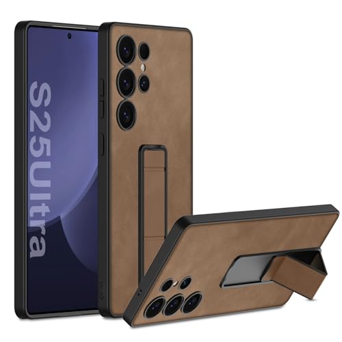 Hülle für Samsung Galaxy S25 Ultra/S25 Plus/S25, kabelloses Laden, Ständer, Lederhülle, Kameraschutz, Anti-Drop-Cover (Braun, S25 Ultra) von Generisch