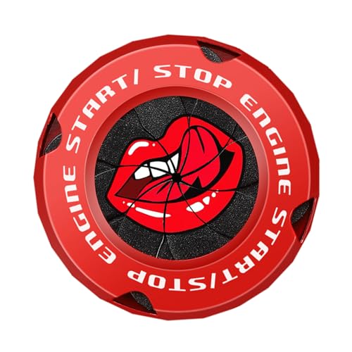 Ignition Push Start Button Cover, Decorative Metal Rotary Engine Starter, 1.96x1.96 Inches, Stylish Car Interior Upgrade for Minivans, Vehicles, and Motorcycles, Red, Black von Generisch