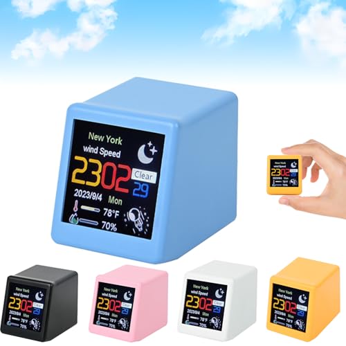 Intelligente WiFi-Wetterstation mit Temperatur- und Luftfeuchtigkeitsüberwachung im Innen- und Außenbereich, atomarer Uhrensynchronisation, Sensoren für mehrere Räume mit einem Display (Blau) von Generisch