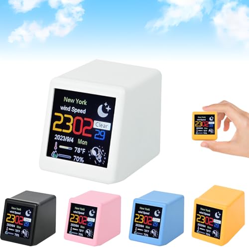 Intelligente WiFi-Wetterstation mit Temperatur- und Luftfeuchtigkeitsüberwachung im Innen- und Außenbereich, atomarer Uhrensynchronisation, Sensoren für mehrere Räume mit einem Display (Weiß) von Generisch