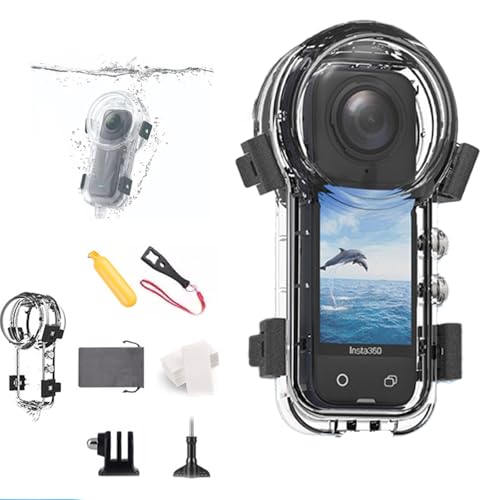Invisible Dive Housing Case for Insta360 X5, Insta360 x5 Dive Case, 197ft/60M Waterproof Housing, 360°Clear View Waterproof Housing with Anti Fog Sheet and Bracket (1pcs) von Generisch