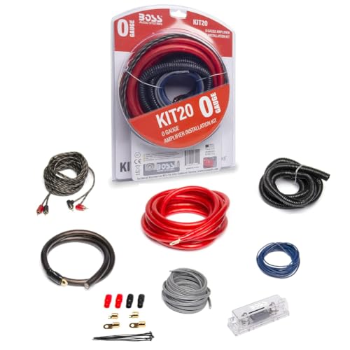 KIT Set FÜR BOSS Audio Systems KIT20 1 Kit 0 AWG RCA-Stromkabel zum Anschluss von Stereoverstärker und Lautsprechern mit Sicherung und Sicherungshalter, 1 Kit von Generisch