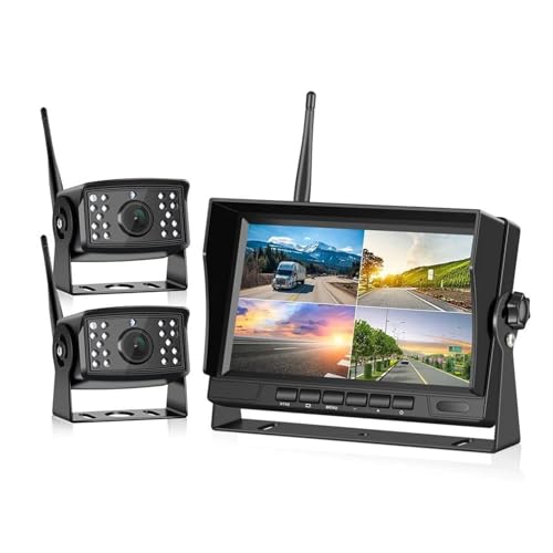 Kabellose Rückfahrkamera 7 Zoll AHD Wireless DVR Auto Monitor Display Fahrzeug Bildschirm Rückansicht für LKW für Reverse Back Up Recorder WiFi Kamera(Monitor and 2 Camera) von Generisch