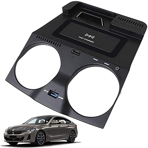 Kabelloses Kfz-Ladegerät für (2018-2020) 5er-Serie G30 G31 6-Serie GT/Mittelkonsole Panel mit QC 3.0 USB 15W Schnellladepad für QI Smartphones von Generisch