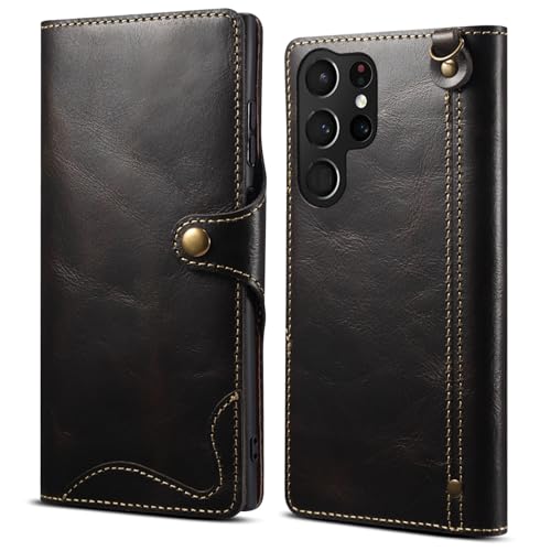 Klapphülle für Samsung Galaxy S25/S25 Plus/S25 Ultra, Echtlederhülle mit Kartenhalter, stoßfeste, schlanke Retro-Brieftaschen-Hülle Klapphülle für Samsung Galaxy S25/S25 Plus/S25 Ultra, Echtlederhülle mit Kartenhalter, stoßfeste, schlanke Retro-Brieftaschen-Hülle von Generisch