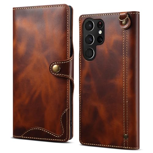 Klapphülle für Samsung Galaxy S25/S25 Plus/S25 Ultra, Echtlederhülle mit Kartenhalter, stoßfeste, schlanke Retro-Brieftaschen-Hülle Klapphülle für Samsung Galaxy S25/S25 Plus/S25 Ultra, Echtlederhülle mit Kartenhalter, stoßfeste, schlanke Retro-Brieftaschen-Hülle von Generisch