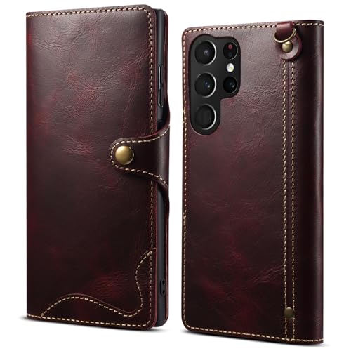 Klapphülle für Samsung Galaxy S25/S25 Plus/S25 Ultra, Echtlederhülle mit Kartenhalter, stoßfeste, schlanke Retro-Brieftaschen-Hülle Klapphülle für Samsung Galaxy S25/S25 Plus/S25 Ultra, Echtlederhülle mit Kartenhalter, stoßfeste, schlanke Retro-Brieftaschen-Hülle von Generisch