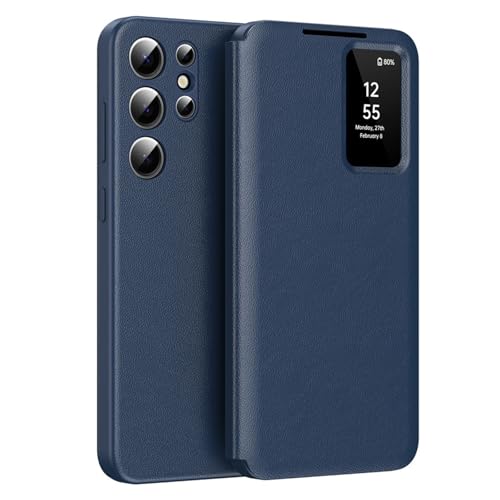Klapphülle für Samsung Galaxy S25 Ultra/S25 Plus/S25, Premium-Business-Hülle mit Kartenfächern, stoßfeste Ganzkörper-Lederhülle, Blau, S25 Ultra von Generisch