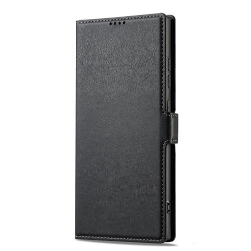 Klapphülle für Samsung Galaxy S25 Ultra/S25 Plus/S25,brieftaschenhülle mit Magnetverschluss und Ständer, Kartenfächern, Lederbezug, Schwarz, S25 Plus von Generisch