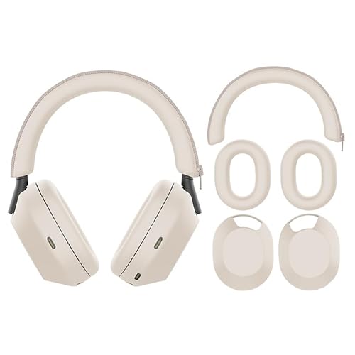 Generisch Kopfhörerabdeckungen Passend für Sony WH-1000XM5 Kopfhörer Ohrmuscheln Schutzabdeckung Ohrkappenabdeckung Kopfbandabdeckung Muschelabdeckung (Hellgrau) von Generisch