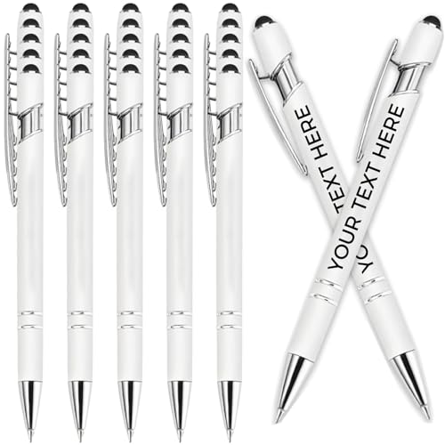 Kugelschreiber mit personalisierter Gravur, Metall-Kugelschreiber, in Großpackung für Damen und Herren, mit Namentext, personalisierter Schreibstift mit schwarzer Tinte für die Schule (Weiß, 1 Stück Kugelschreiber mit personalisierter Gravur, Metall-Kugelschreiber, in Großpackung für Damen und Herren, mit Namentext, personalisierter Schreibstift mit schwarzer Tinte für die Schule (Weiß, 1 Stück von Generisch
