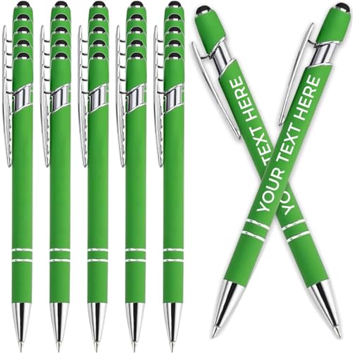 Kugelschreiber mit personalisierter Gravur, Metall-Kugelschreiber, in Großpackung für Damen und Herren, mit Namentext, personalisierter Schreibstift mit schwarzer Tinte für die Schule (grün, 1 Stück Kugelschreiber mit personalisierter Gravur, Metall-Kugelschreiber, in Großpackung für Damen und Herren, mit Namentext, personalisierter Schreibstift mit schwarzer Tinte für die Schule (grün, 1 Stück von Generisch