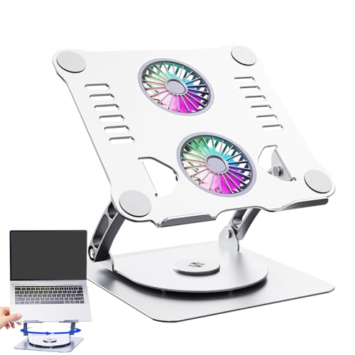 Laptop-Ständer für den Schreibtisch, um 360 Grad drehbarer, verstellbarer Tablet-Ständer mit Lüfter – Aluminium-Legierung, klappbares Gestell, Notebook-Erhöhung für Zuhause Laptop-Ständer für den Schreibtisch, um 360 Grad drehbarer, verstellbarer Tablet-Ständer mit Lüfter – Aluminium-Legierung, klappbares Gestell, Notebook-Erhöhung für Zuhause von Generisch