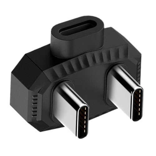 Lavalier -Mikrofonladungsadapter, Lavalier -Mikrofon -Adapter Typ C - Typ-C weiblich bis doppelt männliche Lavalier-Mikrofonadapter,Schwarzer Clip -Mikrofon -Konverter, Datenübertragungswerkzeug für L von Generisch