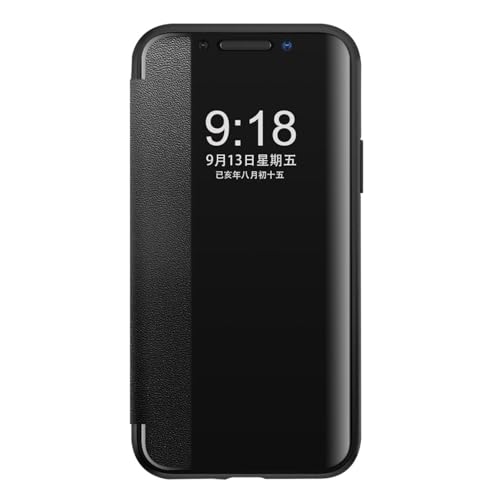Leder hülle für iPhone 16/16 plus/16 pro/16 pro max, Clear View Flip Cover Book Folio Schutzhülle im Business-Stil von Generisch