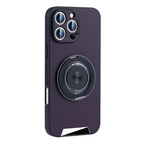 Lederhülle Für iPhone 16/16 Pro/16 Plus/16 Pro Max, Drehbarer Ring Mit Magnetischer Standabdeckung Kameraschutz Ultradünne Hülle,16pro max,Purple von Generisch