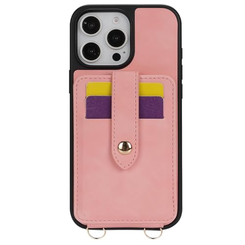 Lederhülle Für iPhone 16/16 Pro/16 Plus/16 Pro Max, Flip-Spiegel-Kartensteckplatzhülle Mit Langem Schultergurt, Anti-Fall-Abdeckung,16pro max,Pink Lederhülle Für iPhone 16/16 Pro/16 Plus/16 Pro Max, Flip-Spiegel-Kartensteckplatzhülle Mit Langem Schultergurt, Anti-Fall-Abdeckung,16pro max,Pink von Generisch