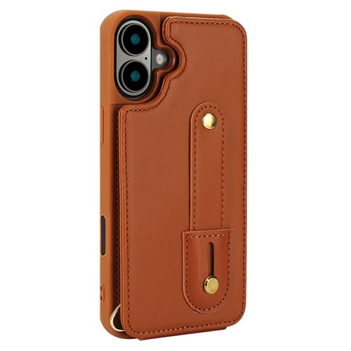 Lederhülle für iPhone 16/16 plus/16 pro/16 pro max, Brieftaschenhülle mit Handschlaufe, Ständer, stoßfeste Hülle mit Tragegurt Lederhülle für iPhone 16/16 plus/16 pro/16 pro max, Brieftaschenhülle mit Handschlaufe, Ständer, stoßfeste Hülle mit Tragegurt von Generisch