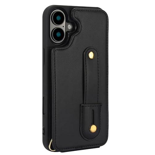 Lederhülle für iPhone 16/16 plus/16 pro/16 pro max, Brieftaschenhülle mit Handschlaufe, Ständer, stoßfeste Hülle mit Tragegurt Lederhülle für iPhone 16/16 plus/16 pro/16 pro max, Brieftaschenhülle mit Handschlaufe, Ständer, stoßfeste Hülle mit Tragegurt von Generisch