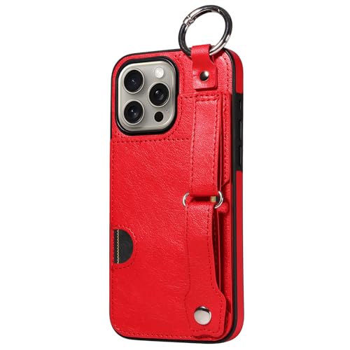 Lederhülle für iPhone 16/16 plus/16 pro/16 pro max, Kartenhalterhülle mit Verstellbarer Handschlaufe, Standfunktion, stoßfeste Hülle Lederhülle für iPhone 16/16 plus/16 pro/16 pro max, Kartenhalterhülle mit Verstellbarer Handschlaufe, Standfunktion, stoßfeste Hülle von Generisch