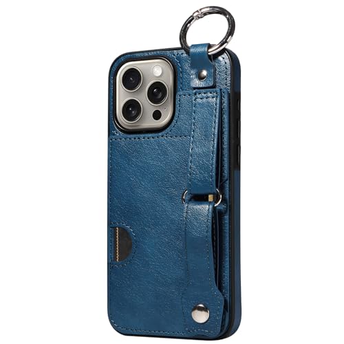 Lederhülle für iPhone 16/16 plus/16 pro/16 pro max, Kartenhalterhülle mit Verstellbarer Handschlaufe, Standfunktion, stoßfeste Hülle Lederhülle für iPhone 16/16 plus/16 pro/16 pro max, Kartenhalterhülle mit Verstellbarer Handschlaufe, Standfunktion, stoßfeste Hülle von Generisch