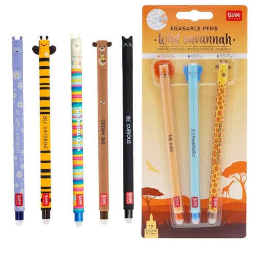Legami Radierbare Stifte Bundle - Set mit 8 Legami löschbaren Gelstiften incl. Biene&Hippo von Generisch