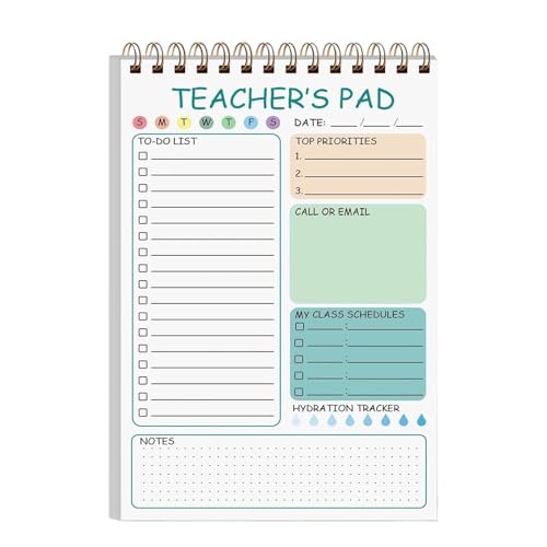 Lehrer Sticky Notes - Pocket Journal Notebook | 50 Blattlehrer To-Do List Notepad | 5.8 x 8,3 Zoll niedliche Memo -Schreiborganisator | Twin Coil Binding Daily Planer für die Grundschule im Klassenzim von Generisch