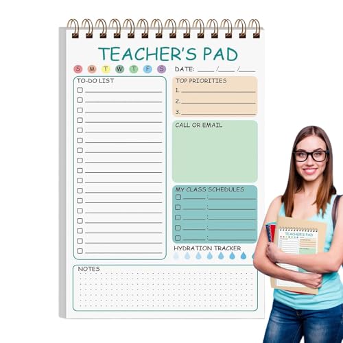 Lehrernotizen, Lehrer Notizblock - 50 Blattlehrer To-Do List Notepad | 5.8 X 8,3 Zoll Niedliche Schreibmemo Schreibweichung, Zwillingsspule Bindung Daily Planer Für Aufgabenernen, Schulklassenzimmer Lehrernotizen, Lehrer Notizblock - 50 Blattlehrer To-Do List Notepad | 5.8 X 8,3 Zoll Niedliche Schreibmemo Schreibweichung, Zwillingsspule Bindung Daily Planer Für Aufgabenernen, Schulklassenzimmer von Generisch