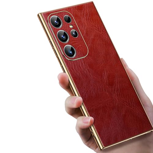 Luxuriöse Hülle Für Samsung Galaxy S25/S25 Plus/S25 Ultra, Ölwachs-Echtleder-Abdeckung, Stoßfeste Handyhülle Mit Vollständigem Kameraschutz,S25 Plus,Red Luxuriöse Hülle Für Samsung Galaxy S25/S25 Plus/S25 Ultra, Ölwachs-Echtleder-Abdeckung, Stoßfeste Handyhülle Mit Vollständigem Kameraschutz,S25 Plus,Red von Generisch