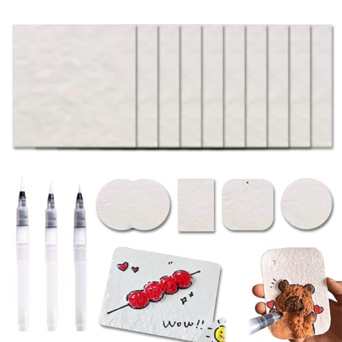 Magic Puffy Farbschwamm-Set, DIY-Stifte für Kinder und Erwachsene, 3D-Schaumstoff-Textur-Malpapier mit 3 Wasserpinseln, Kunstbedarf für 3D-Handwerk (quadratisch 8 x 8 cm) von Generisch