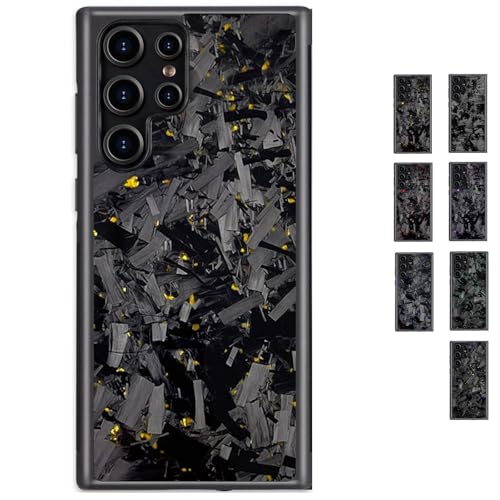 Magnetic Forged Carbon Fiber Phone Case for Samsung, Real Forged Carbon Fiber Design, Compatible with Wireless Charging, Anti-Fall Protection (Gold,S21Plus) von Generisch
