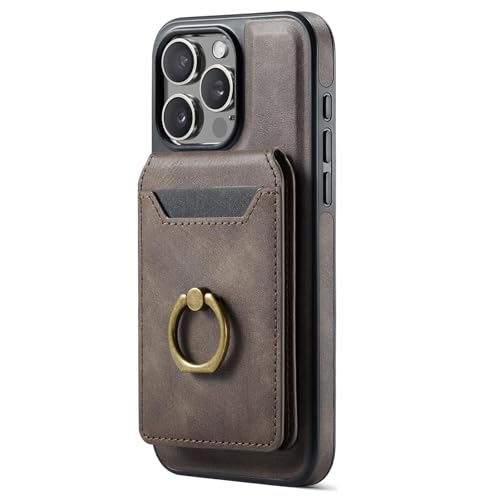 Magnetische Hülle Für iPhone 16/16 Pro/16 Plus/16 Pro Max, Abnehmbare Brieftaschen-Business-Lederhülle Mit Kartenhalter Und Metallhalterhülle,16pro,Coffee von Generisch