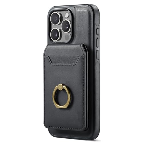 Magnetische Hülle Für iPhone 16/16 Pro/16 Plus/16 Pro Max, Abnehmbare Brieftaschen-Business-Lederhülle Mit Kartenhalter Und Metallhalterhülle,16pro max,Black von Generisch