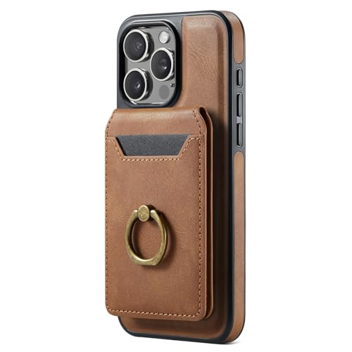 Magnetische Hülle Für iPhone 16/16 Pro/16 Plus/16 Pro Max, Abnehmbare Brieftaschen-Business-Lederhülle Mit Kartenhalter Und Metallhalterhülle,16pro max,Brown von Generisch