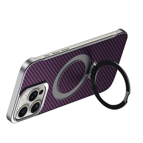 Magnetische Hülle Für iPhone 16/16 Pro/16 Plus/16 Pro Max, Drehbare Ringrückseite Aus Kohlefaser, Rahmenlose Kabellose Ladeschale,16pro max,Purple von Generisch