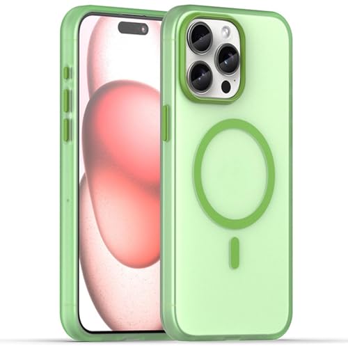 Magnetische Hülle Für iPhone 16/16 Pro/16 Plus/16 Pro Max, Klare, Matte, Ultradünne Telefonabdeckung Mit Magnetischer Fahrzeugabsaugung,16pro,Green von Generisch