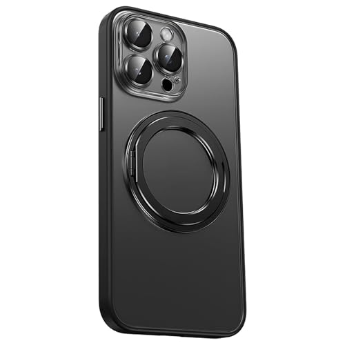 Magnetische Hülle Für iPhone 16/16 Pro/16 Pro Max, Schlanke, Mattierte, rutschfeste Handyhülle Mit Drehbarem Metallständer, Stoßfeste Abdeckung,16pro,Black von Generisch