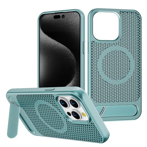 Magnetische Hülle Für iPhone 16/16Plus/ 16Pro/ 16 Pro Max, Metallständerhülle Wärmeableitung PC Hohlkühlung Schutzhülle,16pro,Green von Generisch
