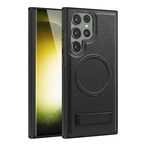 Magnetische Hülle für Samsung Galaxy S25/S25 Plus/S25 Ultra, kabellose Ladehülle mit klappbarem Ständer und schmaler Lederhülle Magnetische Hülle für Samsung Galaxy S25/S25 Plus/S25 Ultra, kabellose Ladehülle mit klappbarem Ständer und schmaler Lederhülle von Generisch
