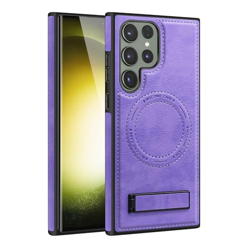 Magnetische Hülle für Samsung Galaxy S25/S25 Plus/S25 Ultra, kabellose Ladehülle mit klappbarem Ständer und schmaler Lederhülle Magnetische Hülle für Samsung Galaxy S25/S25 Plus/S25 Ultra, kabellose Ladehülle mit klappbarem Ständer und schmaler Lederhülle von Generisch