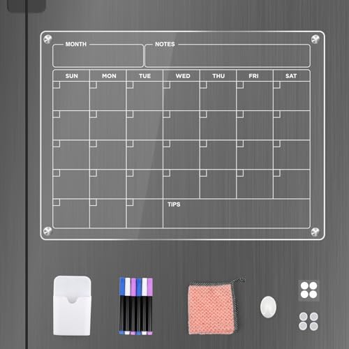 Magnetischer Monatsplaner 40cm x 30cm, Transparente Monatsplaner Abwischbar Acryl Whiteboard für den Kühlschrank mit Reinigungstuch von Generisch