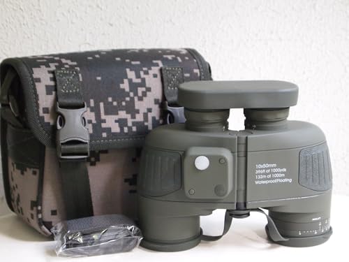 Marine Militär Fernglas 10x50 mit BAK4 Porro - Prismen + 360° Kompass für Marine, Segler, Outdoor, Oliv Marine Militär Fernglas 10x50 mit BAK4 Porro - Prismen + 360° Kompass für Marine, Segler, Outdoor, Oliv von Generisch