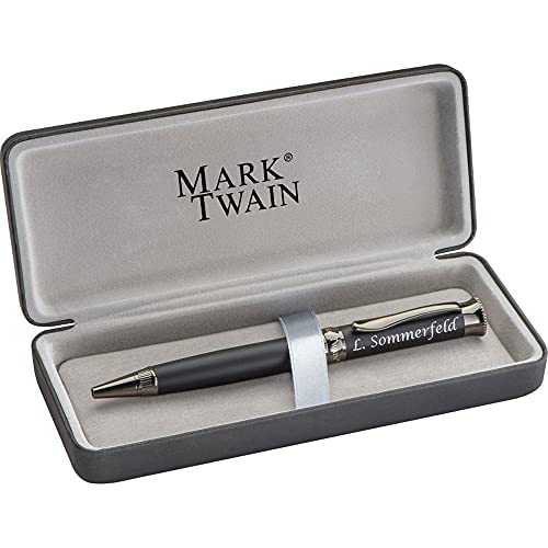 Mark Twain Kugelschreiber mit Gravur aus Metall inklusive Geschenkbox Geschenk zum Geburtstag Jubiläum verschiede Anlässe PS101 von Generisch