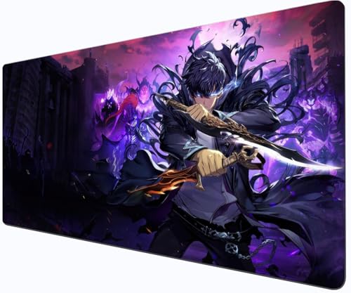 Mauspad Anime Nivellierung Einzelspieler Gaming-Tastatur XXL (90 x 40 x 3 cm) rutschfeste Gummiunterlage - glatte Oberfläche - Mauspad Büro - Gaming-Mauspad Anime großes Mauspad von Generisch